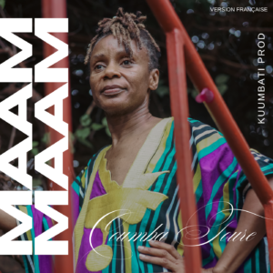 Portrait of a Black woman in a colorful striped dress, with red bars in the background, on a magazine cover with large white diagonal text along the left edge and 'Version Française' in the top right corner.
